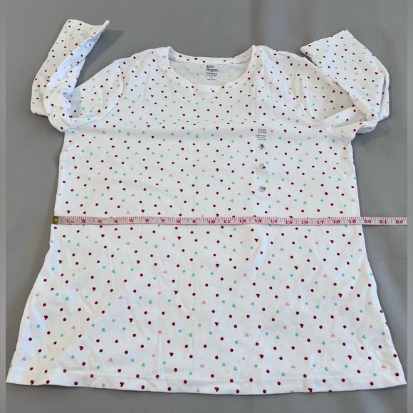 KIM ROGERS-PERFECTLY SOFT 100% Cotton Knit Top White w/Hearts/Polka Dots M New - Picture 6 of 10